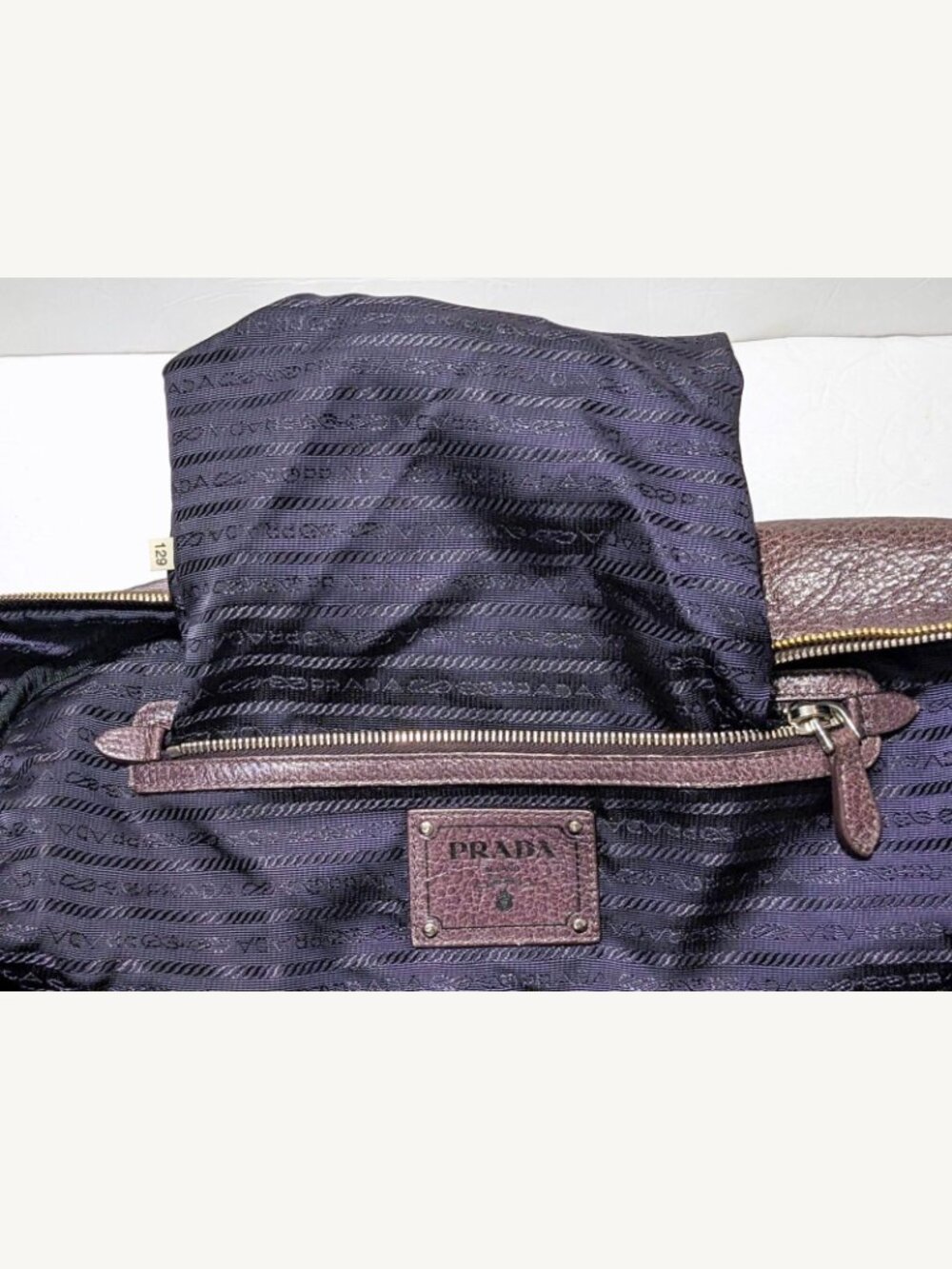 Prada Milano Bowler Sparkling Dark Mauve Leather Locket Zippered Handbag Luck - Picture 7 of 10